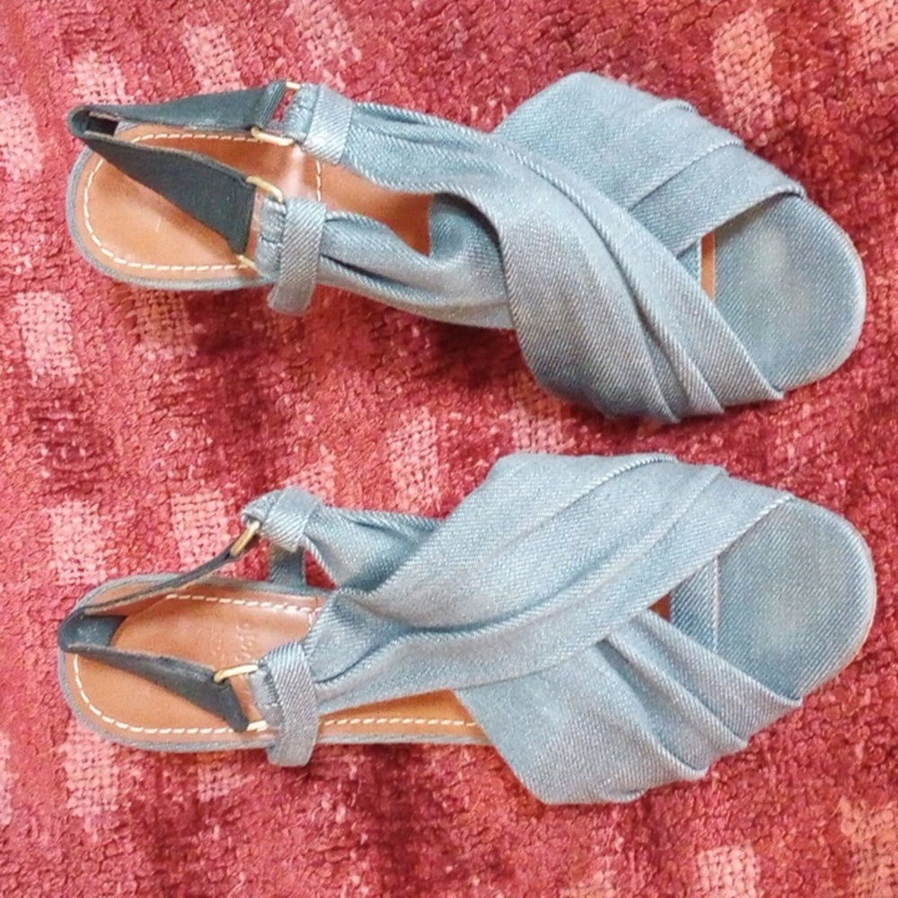 Ladies 38 1/2 Vero Cuoio Denim Slings